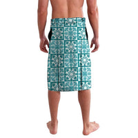 Cyan Palaka Quilt Hawaii Lavalava Hawaiian Tropical Monstera Sea Turtle