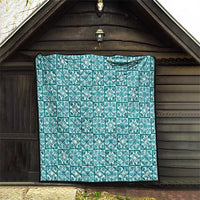 Cyan Palaka Quilt Hawaii Quilt Hawaiian Tropical Monstera Sea Turtle