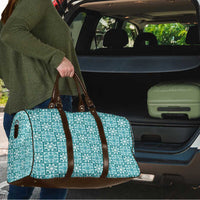 Cyan Palaka Quilt Hawaii Travel Bag Hawaiian Tropical Monstera Sea Turtle