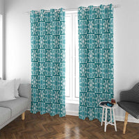 Cyan Palaka Quilt Hawaii Window Curtain Hawaiian Tropical Monstera Sea Turtle