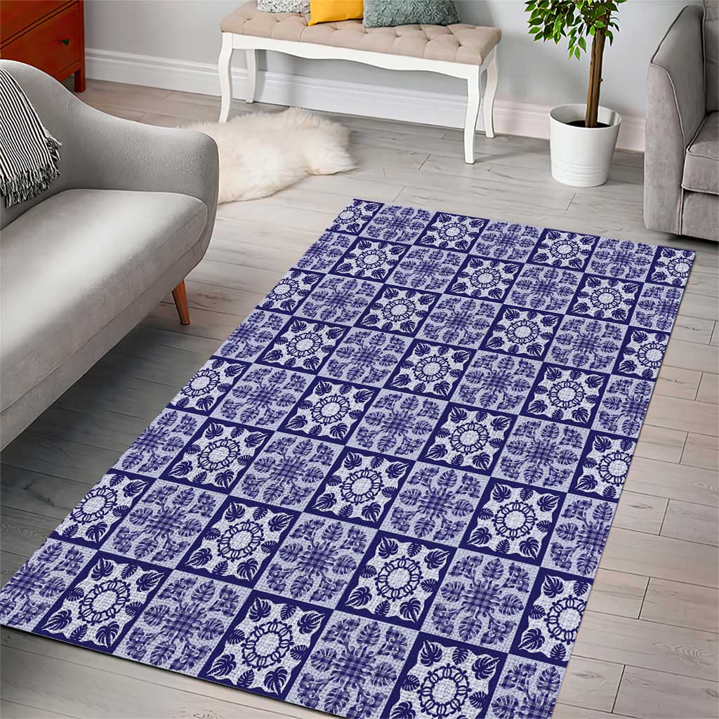Polu Palaka Quilt Hawaii Area Rug Hawaiian Tropical Monstera Sea Turtle