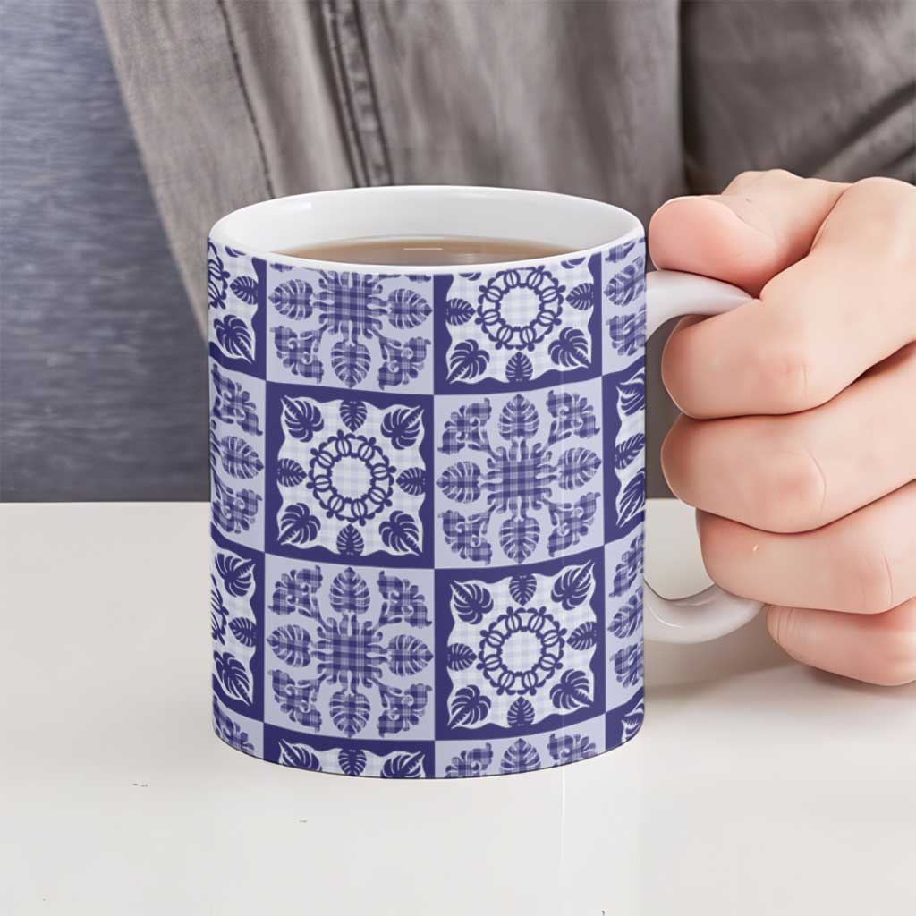 Polu Palaka Quilt Hawaii Ceramic Mug Hawaiian Tropical Monstera Sea Turtle