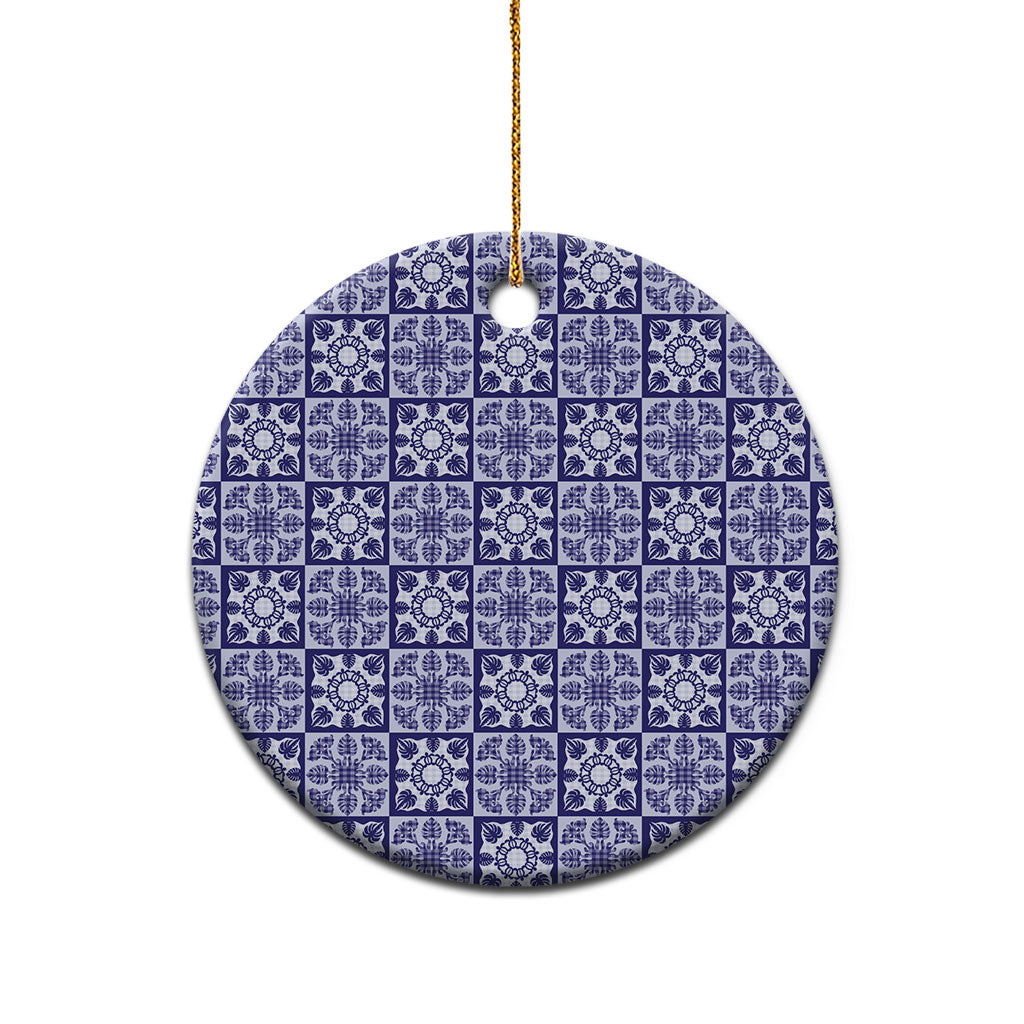 Polu Palaka Quilt Hawaii Ceramic Ornament Hawaiian Tropical Monstera Sea Turtle LT14 - Polynesian Pride