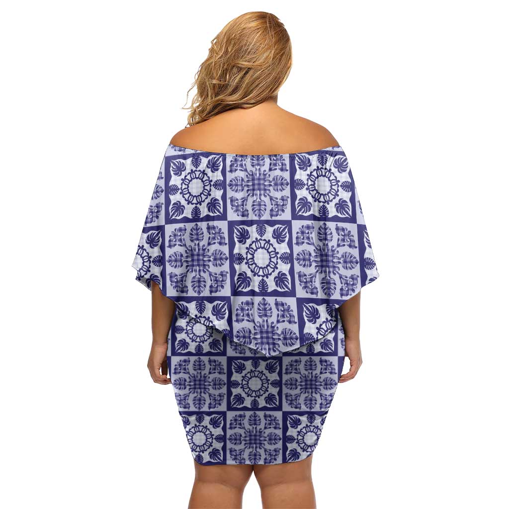 Polu Palaka Quilt Hawaii Family Matching Off Shoulder Short Dress and Hawaiian Shirt Hawaiian Tropical Monstera Sea Turtle LT14 - Polynesian Pride