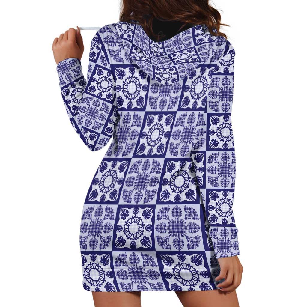 Polu Palaka Quilt Hawaii Hoodie Dress Hawaiian Tropical Monstera Sea Turtle