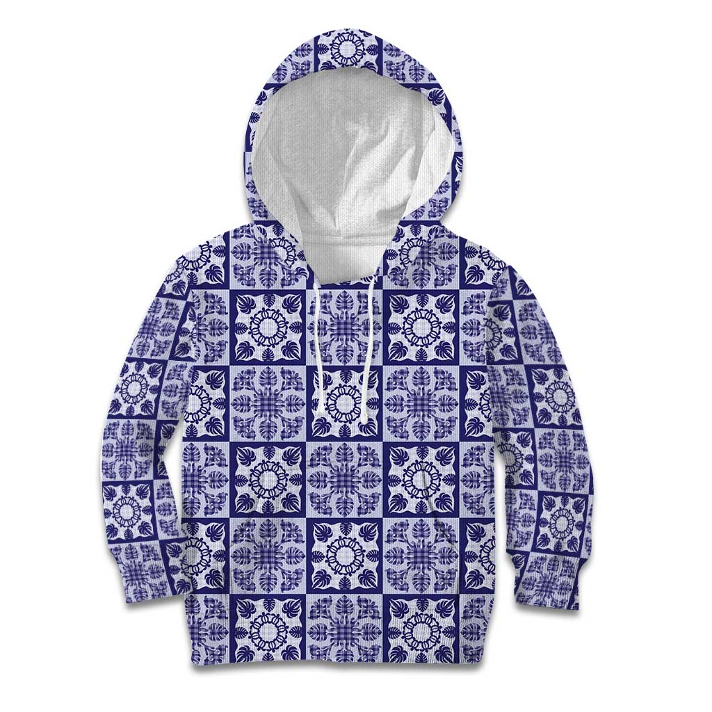 Polu Palaka Quilt Hawaii Kid Hoodie Hawaiian Tropical Monstera Sea Turtle