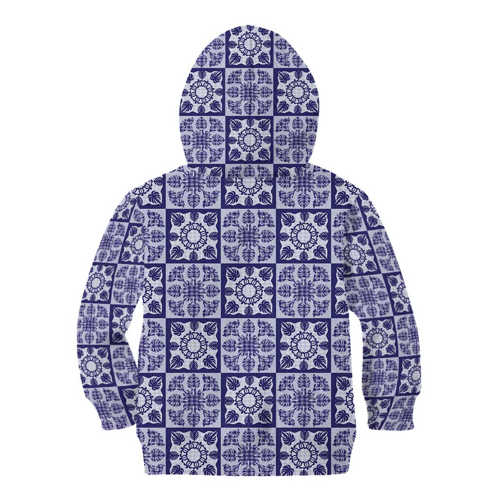 Polu Palaka Quilt Hawaii Kid Hoodie Hawaiian Tropical Monstera Sea Turtle