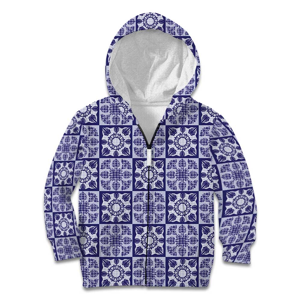 Polu Palaka Quilt Hawaii Kid Hoodie Hawaiian Tropical Monstera Sea Turtle