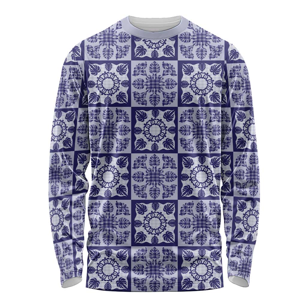 Polu Palaka Quilt Hawaii Long Sleeve Shirt Hawaiian Tropical Monstera Sea Turtle