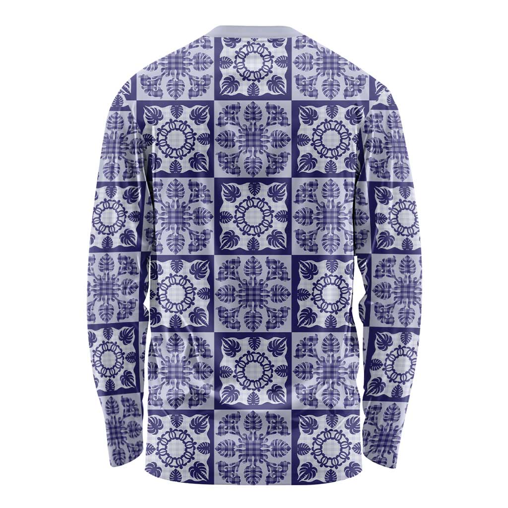 Polu Palaka Quilt Hawaii Long Sleeve Shirt Hawaiian Tropical Monstera Sea Turtle