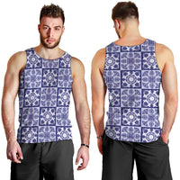 Polu Palaka Quilt Hawaii Men Tank Top Hawaiian Tropical Monstera Sea Turtle