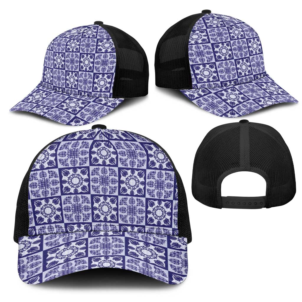 Polu Palaka Quilt Hawaii Mesh Trucker Cap Hawaiian Tropical Monstera Sea Turtle