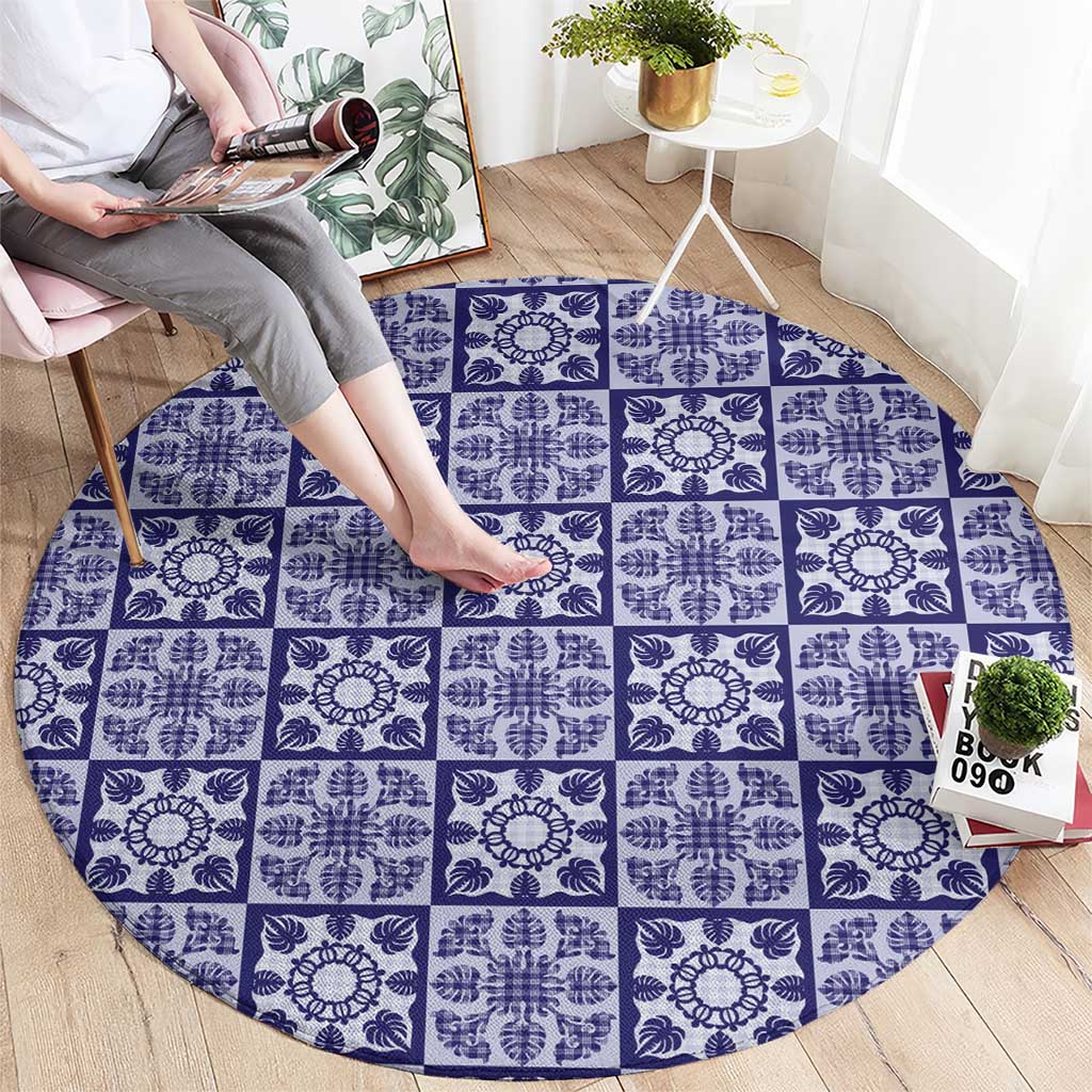 Polu Palaka Quilt Hawaii Round Carpet Hawaiian Tropical Monstera Sea Turtle
