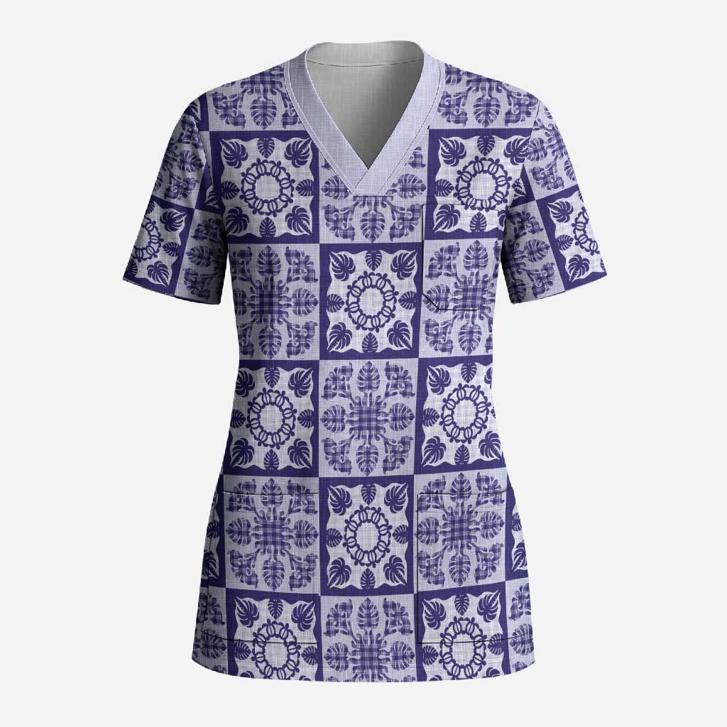 Polu Palaka Quilt Hawaii Scrub Top Hawaiian Tropical Monstera Sea Turtle