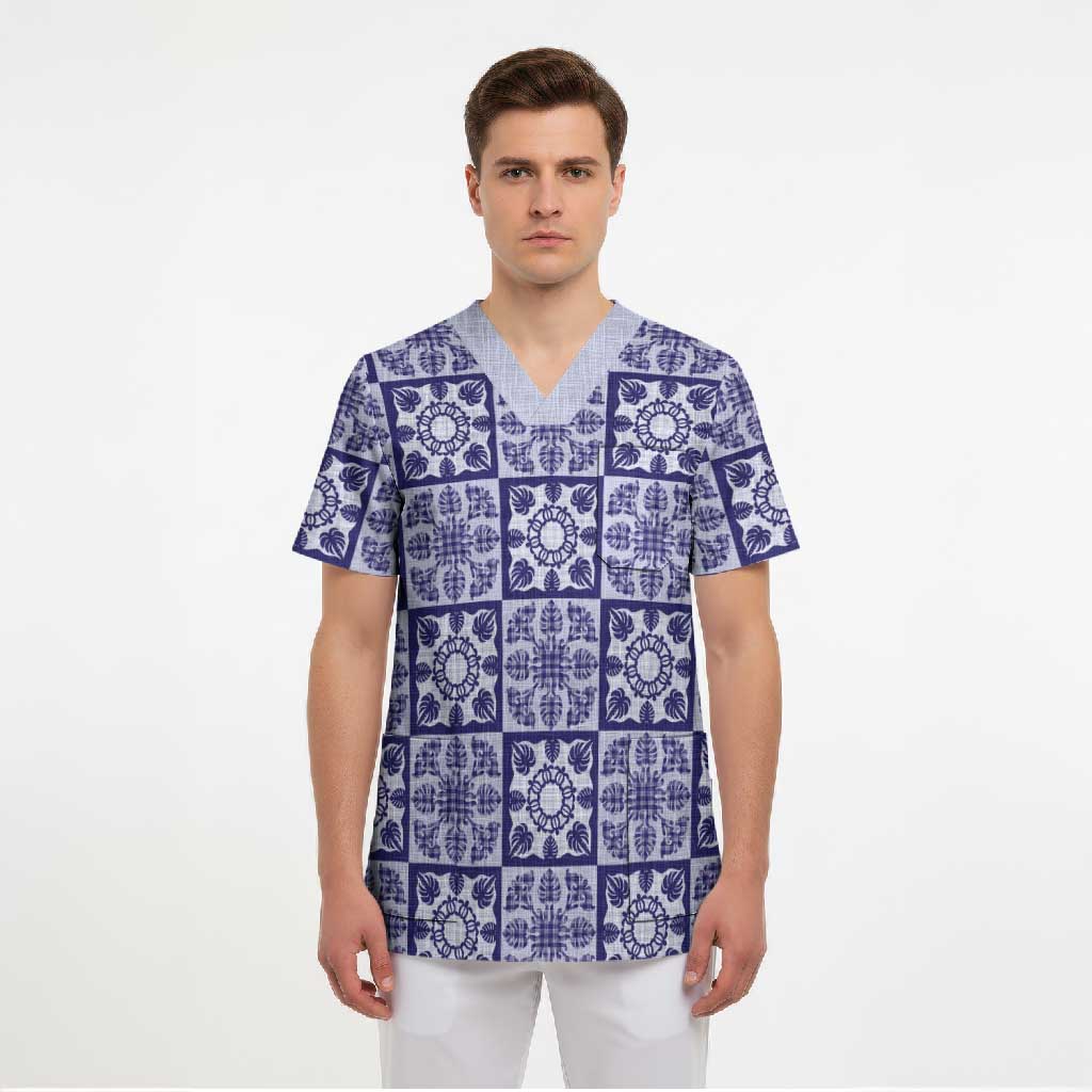Polu Palaka Quilt Hawaii Scrub Top Hawaiian Tropical Monstera Sea Turtle