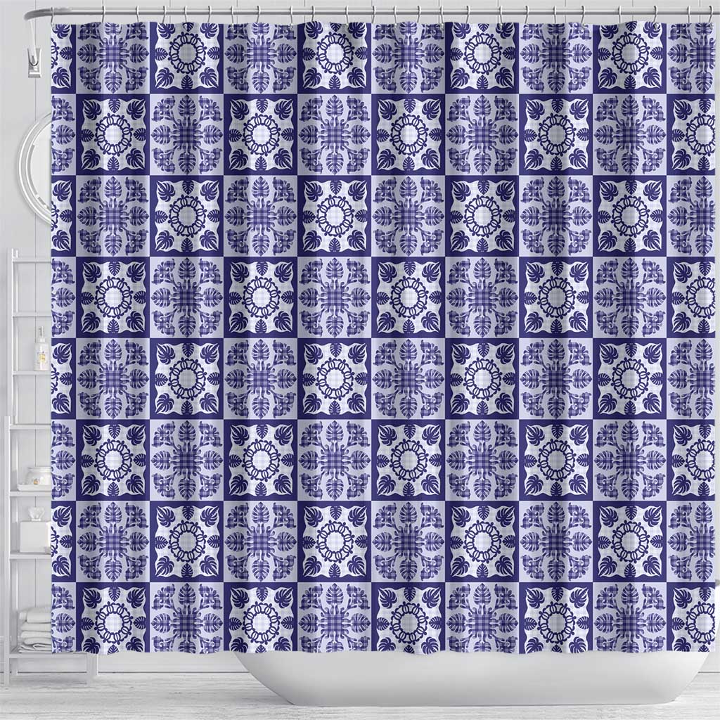 Polu Palaka Quilt Hawaii Shower Curtain Hawaiian Tropical Monstera Sea Turtle