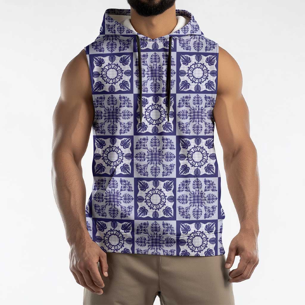 Polu Palaka Quilt Hawaii Sleeveless Hoodie Hawaiian Tropical Monstera Sea Turtle