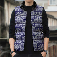 Polu Palaka Quilt Hawaii Sleeveless Puffer Jacket Hawaiian Tropical Monstera Sea Turtle
