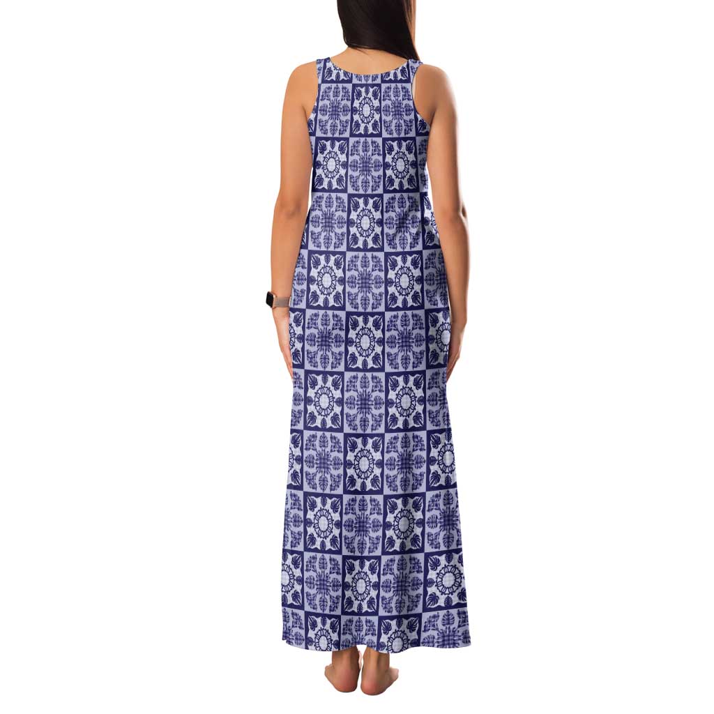 Polu Palaka Quilt Hawaii Tank Maxi Dress Hawaiian Tropical Monstera Sea Turtle