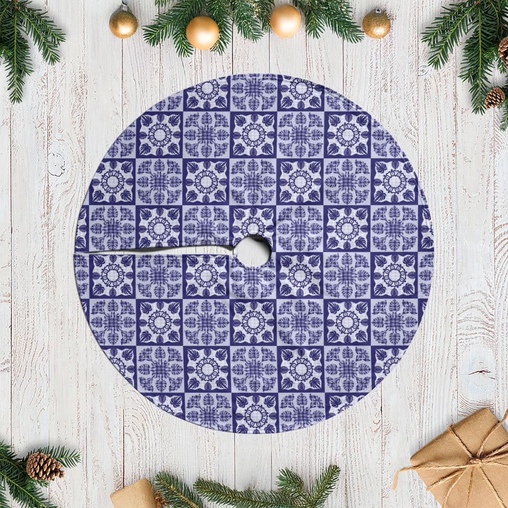 Polu Palaka Quilt Hawaii Tree Skirt Hawaiian Tropical Monstera Sea Turtle LT14 Casual Blue - Polynesian Pride