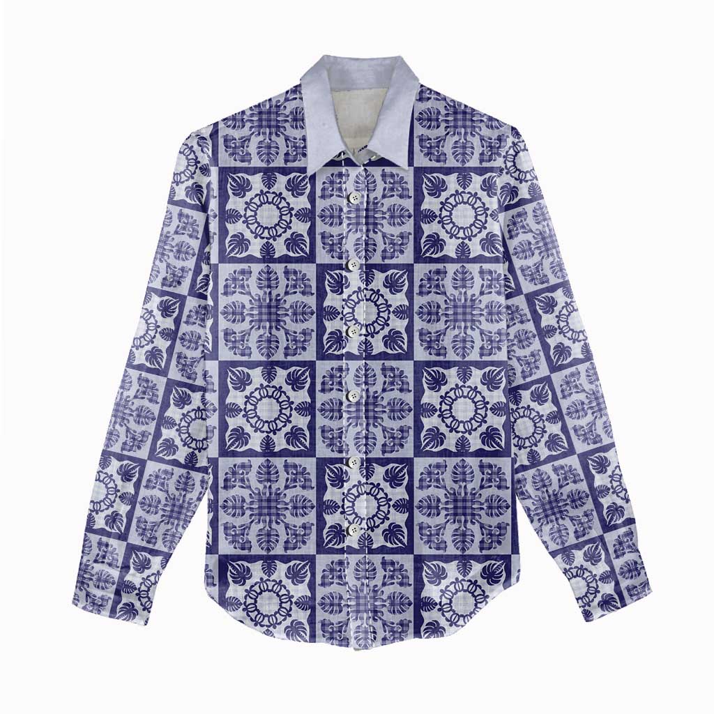 Polu Palaka Quilt Hawaii Women Casual Shirt Hawaiian Tropical Monstera Sea Turtle LT14 - Polynesian Pride