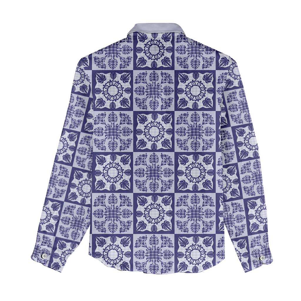 Polu Palaka Quilt Hawaii Women Casual Shirt Hawaiian Tropical Monstera Sea Turtle LT14 - Polynesian Pride