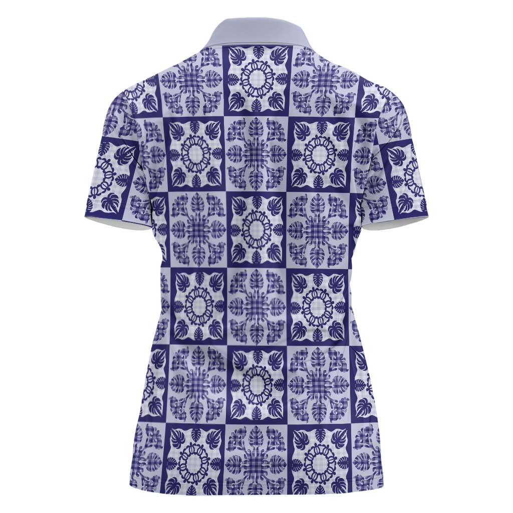 Polu Palaka Quilt Hawaii Women Polo Shirt Hawaiian Tropical Monstera Sea Turtle