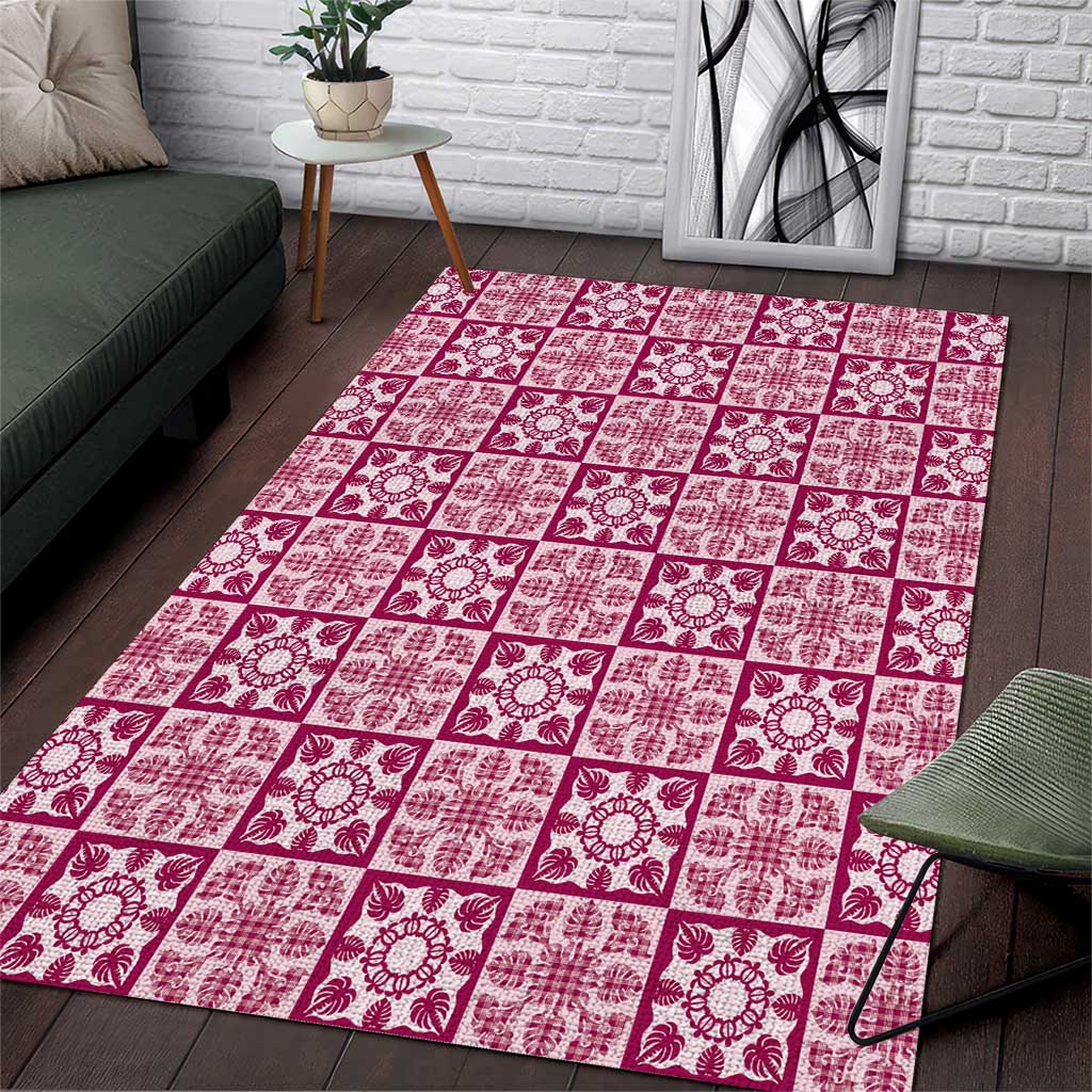 Akala Palaka Quilt Hawaii Area Rug Hawaiian Tropical Monstera Sea Turtle