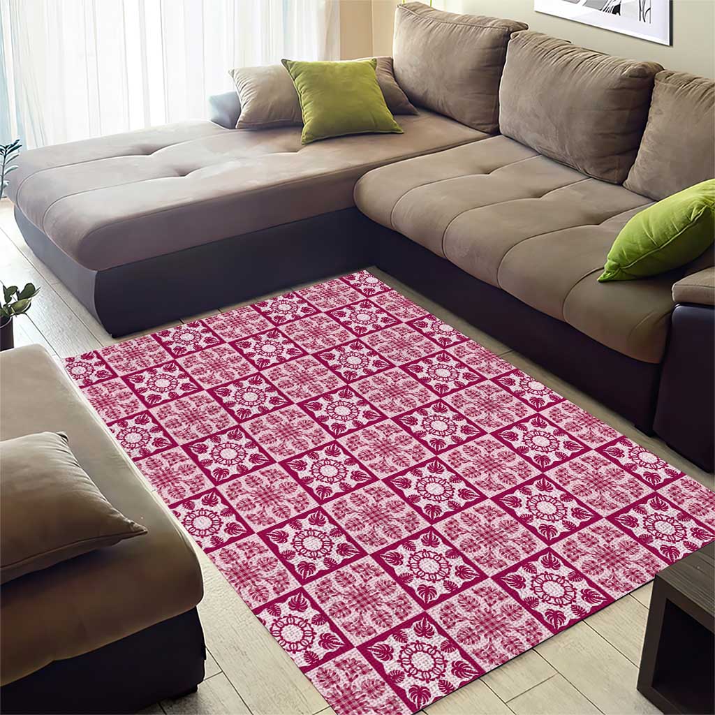 Akala Palaka Quilt Hawaii Area Rug Hawaiian Tropical Monstera Sea Turtle