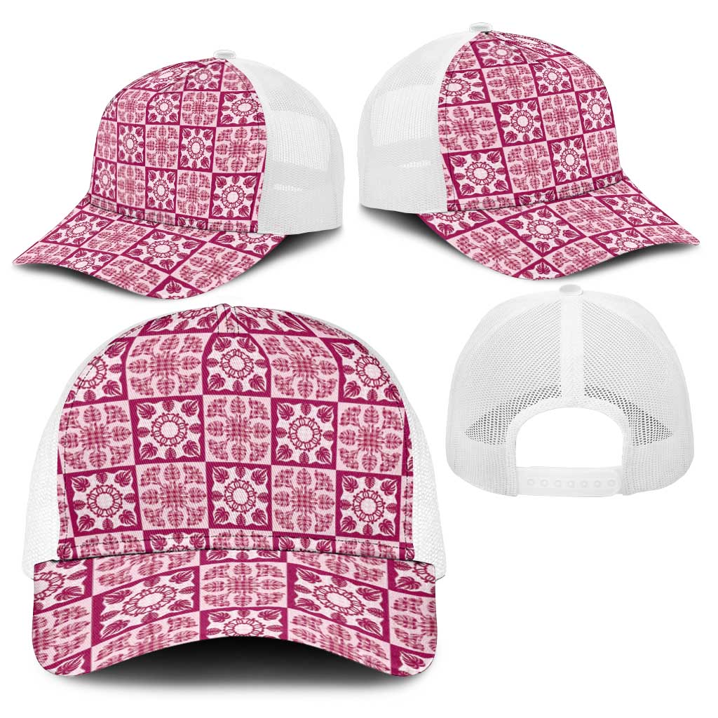Akala Palaka Quilt Hawaii Baseball Net Cap Hawaiian Tropical Monstera Sea Turtle