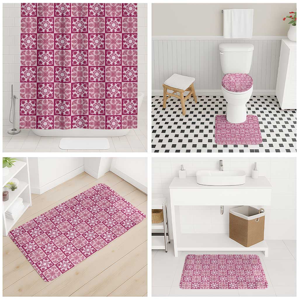 Akala Palaka Quilt Hawaii Bathroom Set Hawaiian Tropical Monstera Sea Turtle