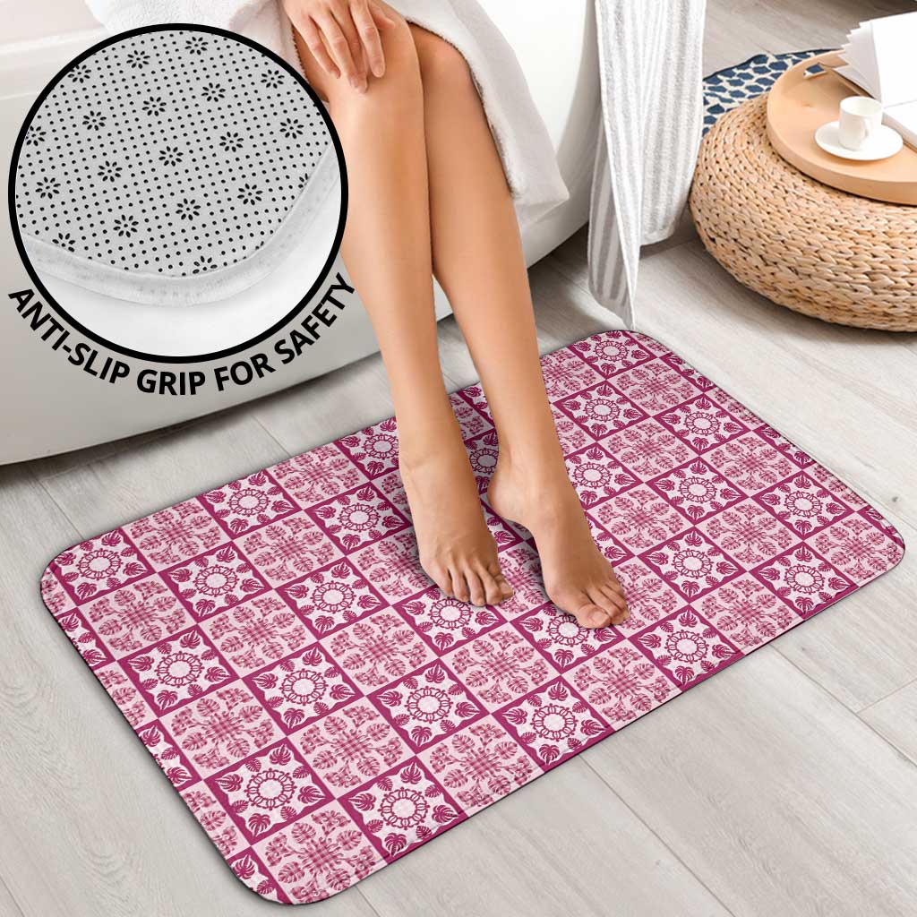 Akala Palaka Quilt Hawaii Bathroom Set Hawaiian Tropical Monstera Sea Turtle