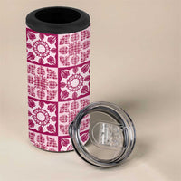 Akala Palaka Quilt Hawaii 4 in 1 Can Cooler Tumbler Hawaiian Tropical Monstera Sea Turtle
