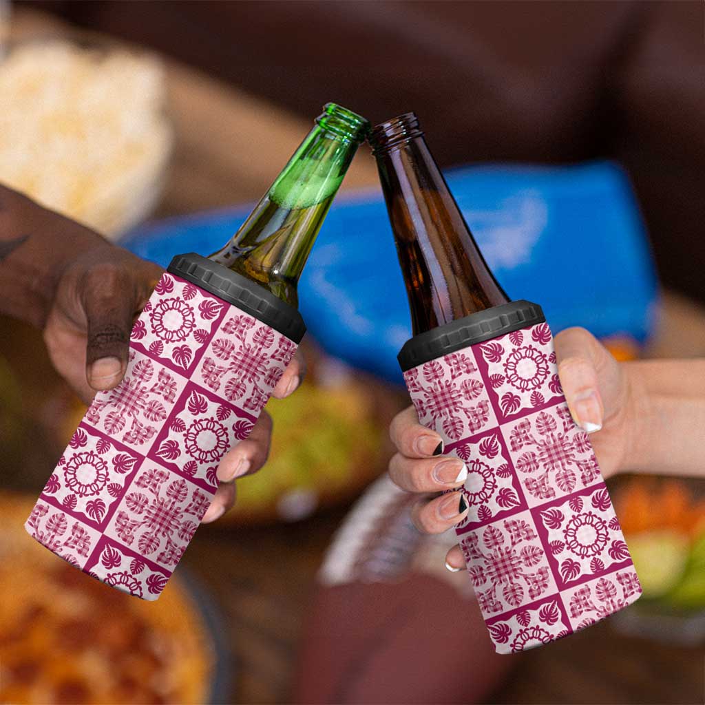 Akala Palaka Quilt Hawaii 4 in 1 Can Cooler Tumbler Hawaiian Tropical Monstera Sea Turtle