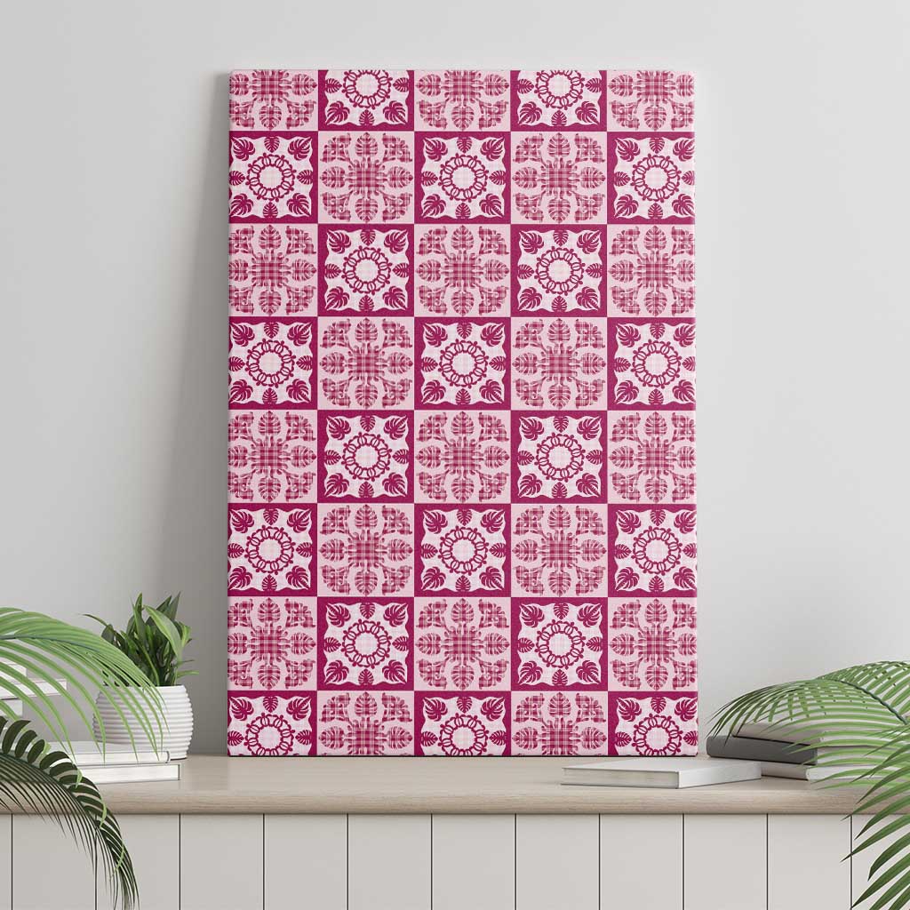 Akala Palaka Quilt Hawaii Canvas Wall Art Hawaiian Tropical Monstera Sea Turtle