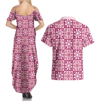 Akala Palaka Quilt Hawaii Couples Matching Summer Maxi Dress and Hawaiian Shirt Hawaiian Tropical Monstera Sea Turtle LT14 - Polynesian Pride
