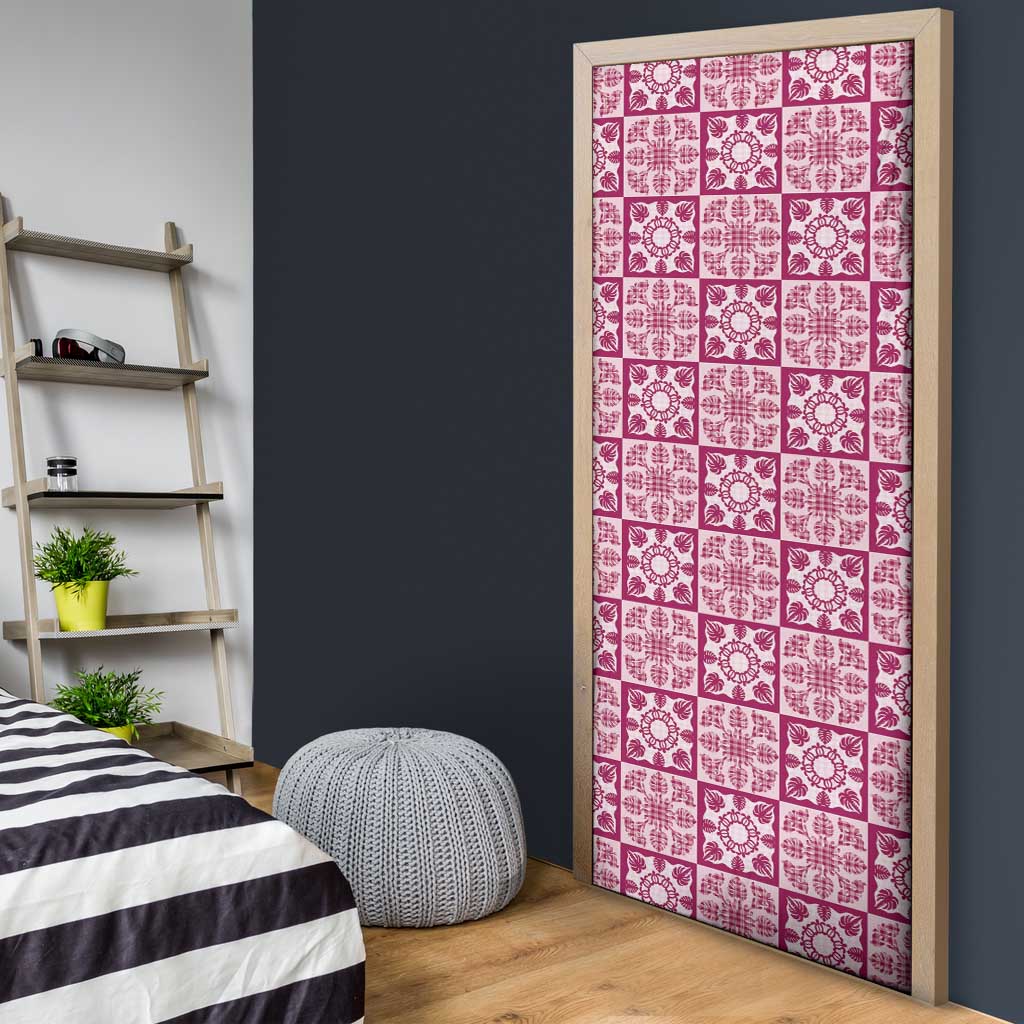Akala Palaka Quilt Hawaii Door Cover Hawaiian Tropical Monstera Sea Turtle
