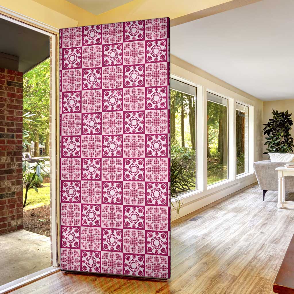 Akala Palaka Quilt Hawaii Door Cover Hawaiian Tropical Monstera Sea Turtle