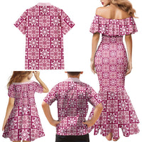 Akala Palaka Quilt Hawaii Family Matching Mermaid Dress and Hawaiian Shirt Hawaiian Tropical Monstera Sea Turtle LT14 - Polynesian Pride