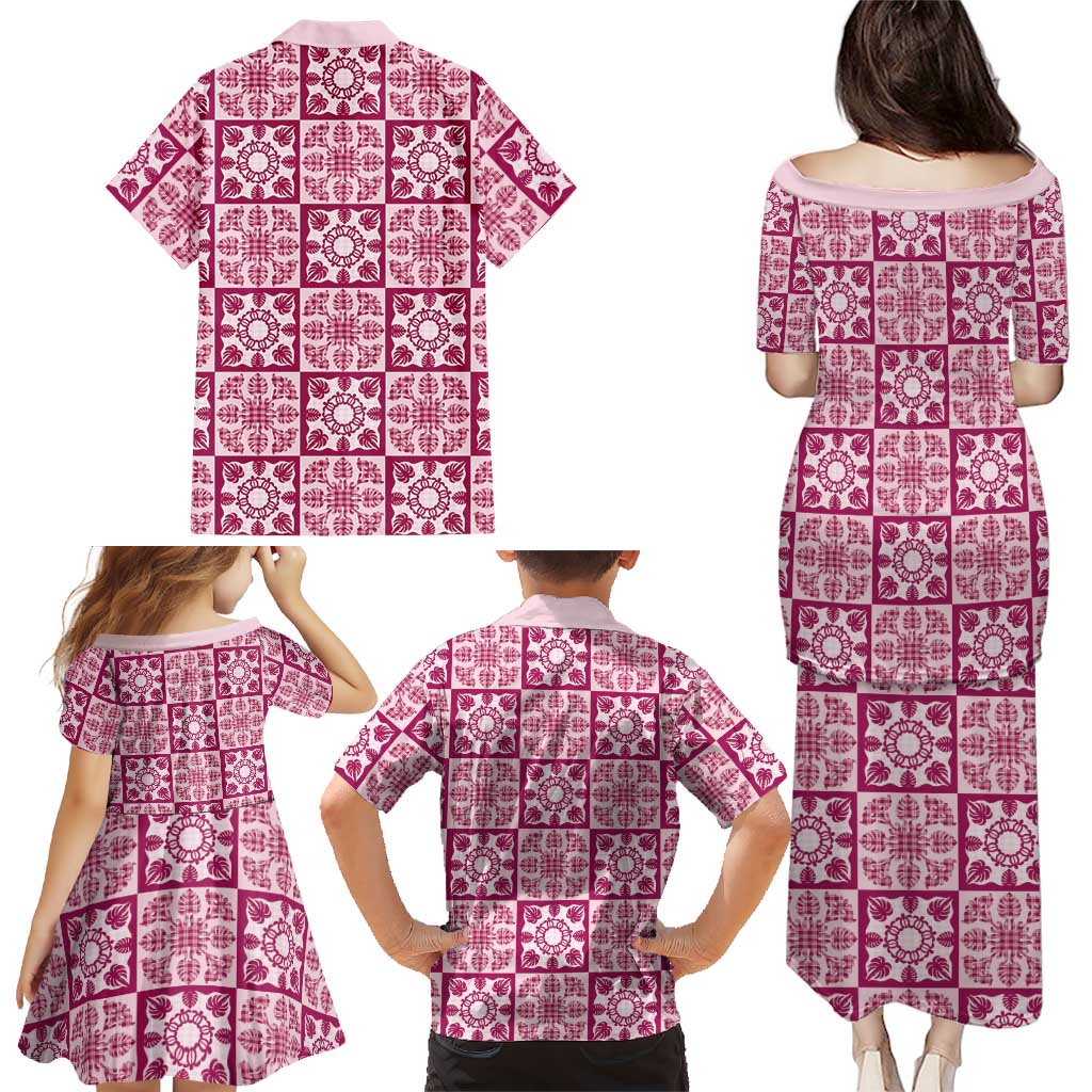 Akala Palaka Quilt Hawaii Family Matching Puletasi and Hawaiian Shirt Hawaiian Tropical Monstera Sea Turtle LT14 - Polynesian Pride