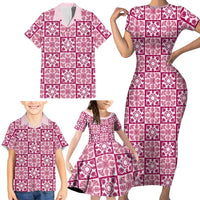 Akala Palaka Quilt Hawaii Family Matching Short Sleeve Bodycon Dress and Hawaiian Shirt Hawaiian Tropical Monstera Sea Turtle LT14 - Polynesian Pride