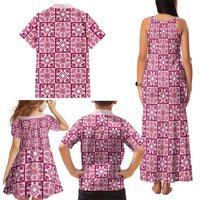 Akala Palaka Quilt Hawaii Family Matching Tank Maxi Dress and Hawaiian Shirt Hawaiian Tropical Monstera Sea Turtle LT14 - Polynesian Pride