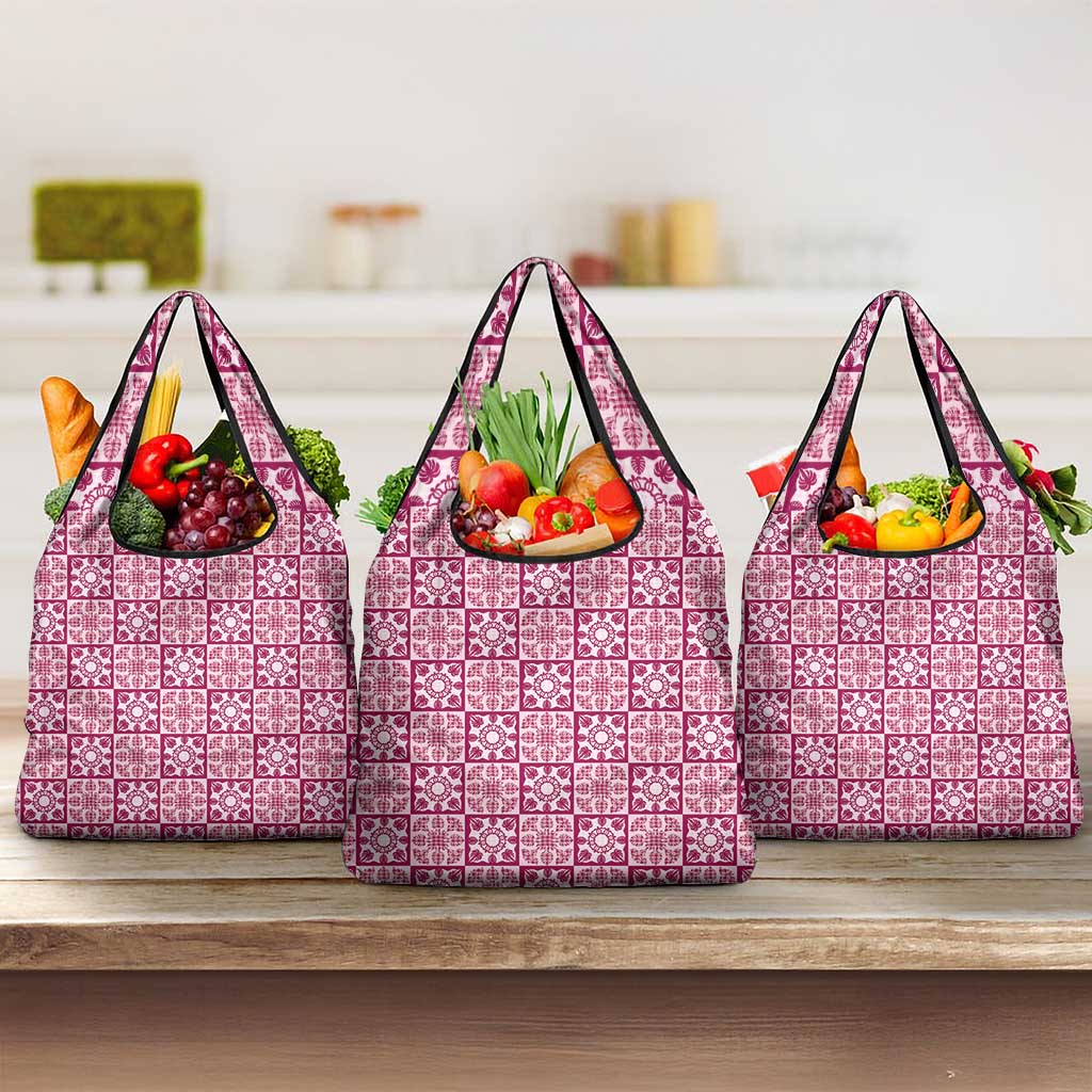 Akala Palaka Quilt Hawaii Grocery Bag Hawaiian Tropical Monstera Sea Turtle