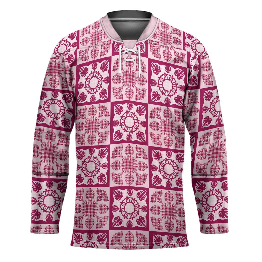 Akala Palaka Quilt Hawaii Hockey Jersey Hawaiian Tropical Monstera Sea Turtle