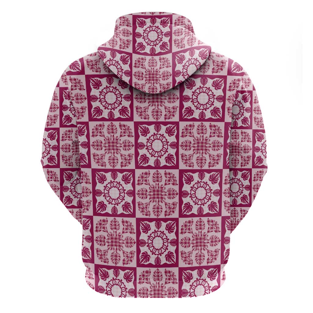 Akala Palaka Quilt Hawaii Hoodie Hawaiian Tropical Monstera Sea Turtle