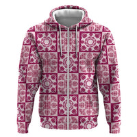 Akala Palaka Quilt Hawaii Hoodie Hawaiian Tropical Monstera Sea Turtle