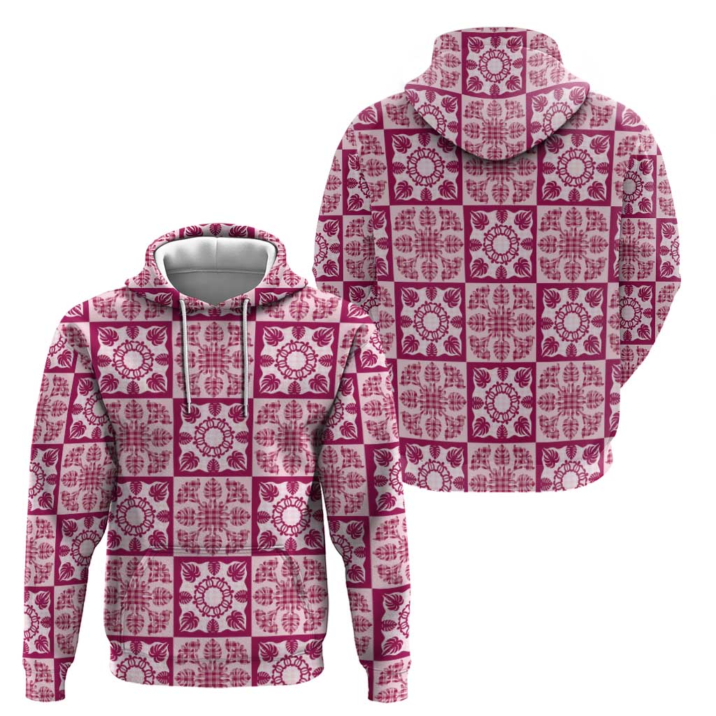 Akala Palaka Quilt Hawaii Hoodie Hawaiian Tropical Monstera Sea Turtle