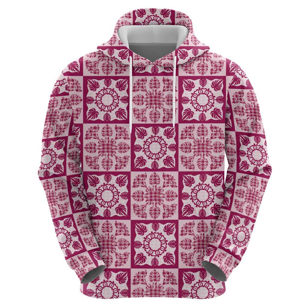 Akala Palaka Quilt Hawaii Hoodie Hawaiian Tropical Monstera Sea Turtle