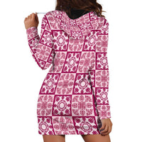 Akala Palaka Quilt Hawaii Hoodie Dress Hawaiian Tropical Monstera Sea Turtle