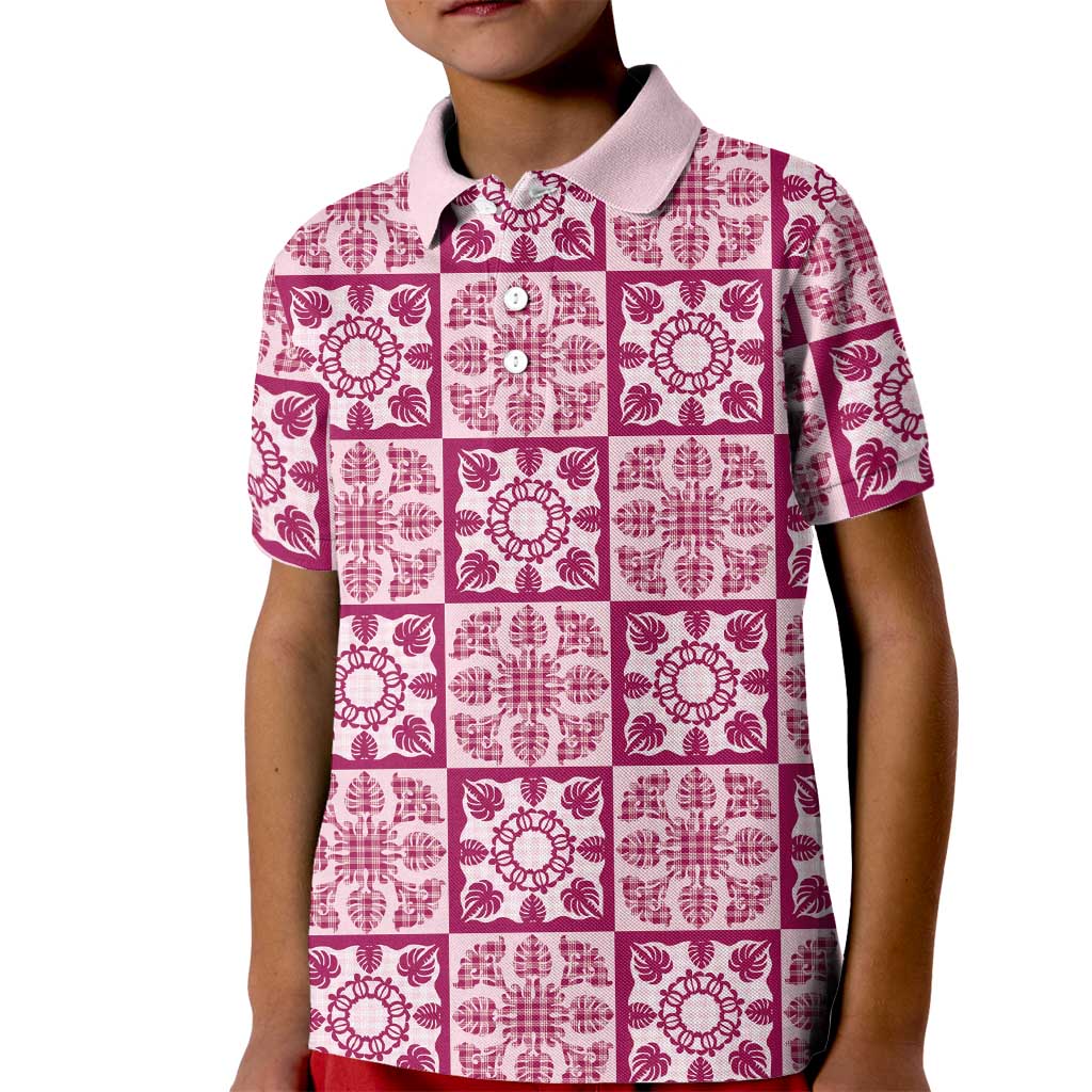 Akala Palaka Quilt Hawaii Kid Polo Shirt Hawaiian Tropical Monstera Sea Turtle